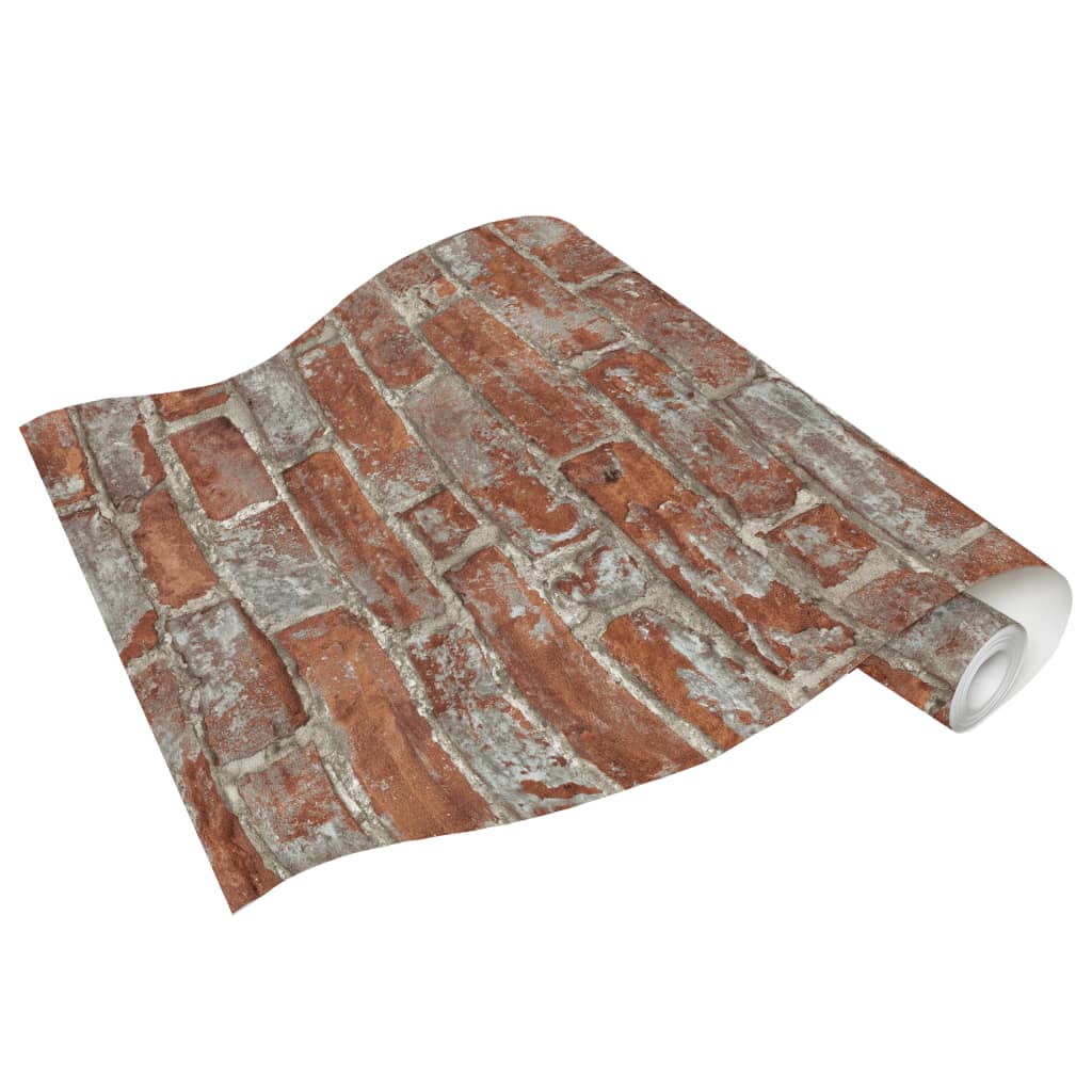 2 pcs Non-woven Wallpaper Rolls Brown and Red 0.53x10 m Brick