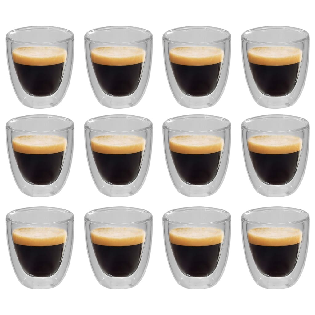 Double Wall Thermo Glass for Espresso Coffee 12 pcs 80 ml