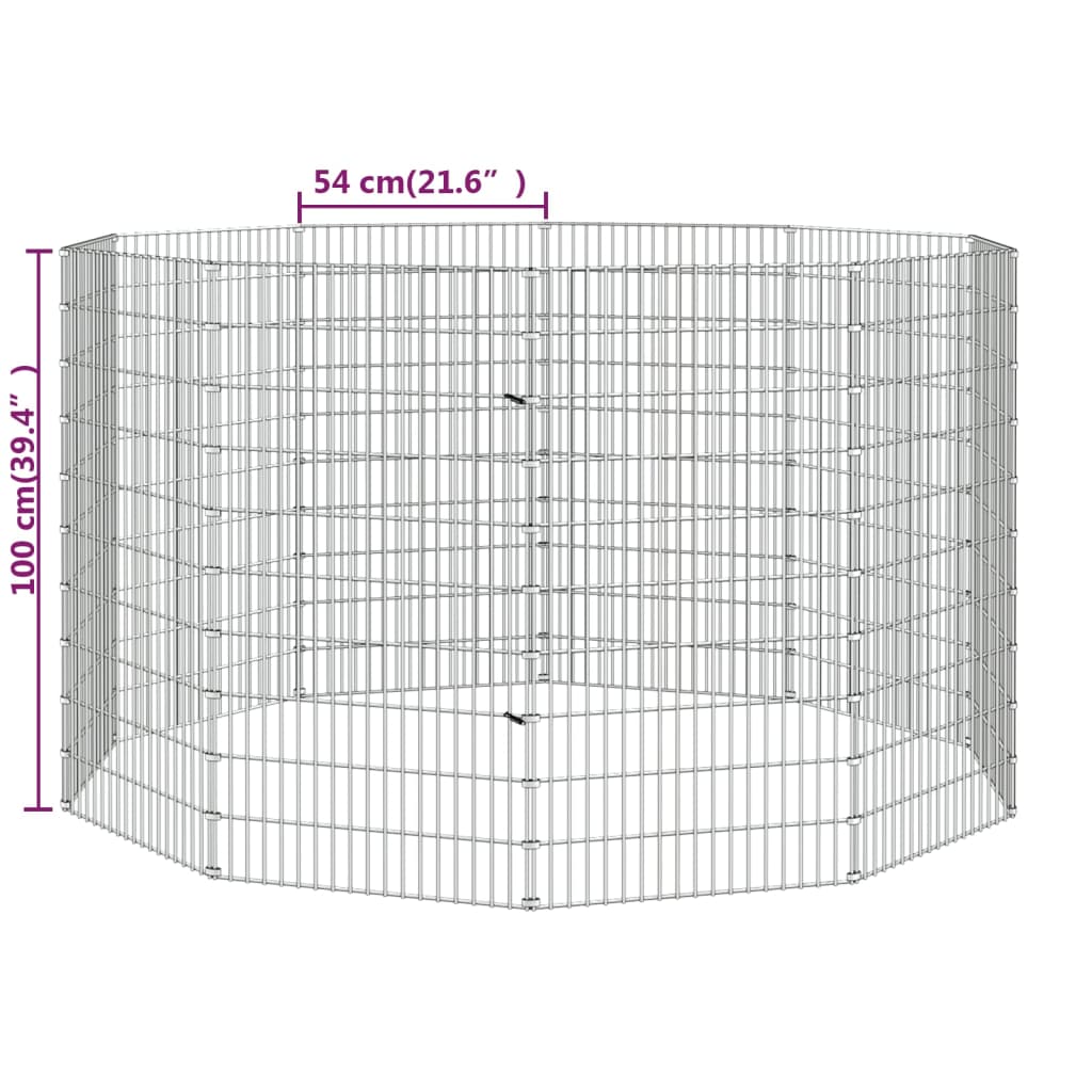 Cage à lapin 10 panneaux 54x100 cm Fer galvanisé