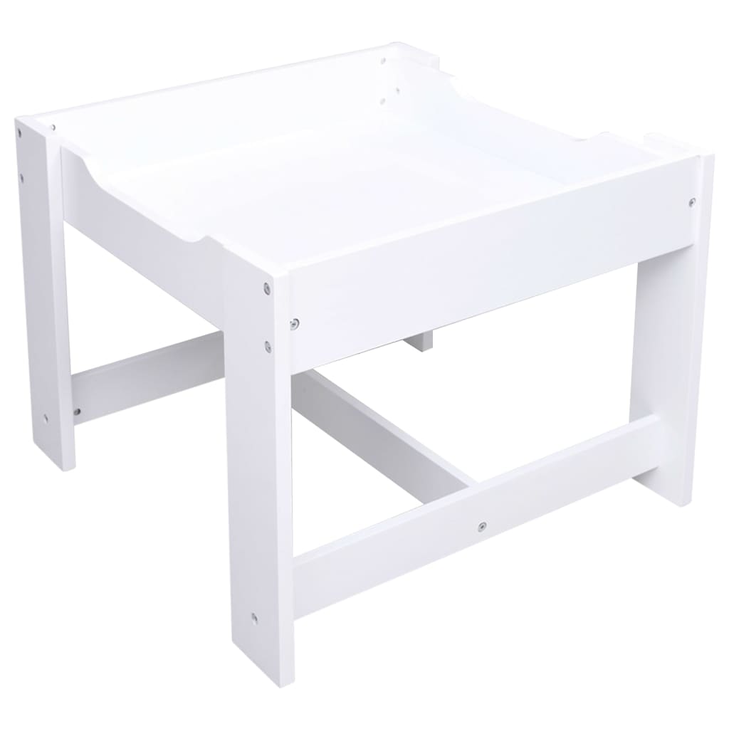Children's Table with 2 Chairs White MDF