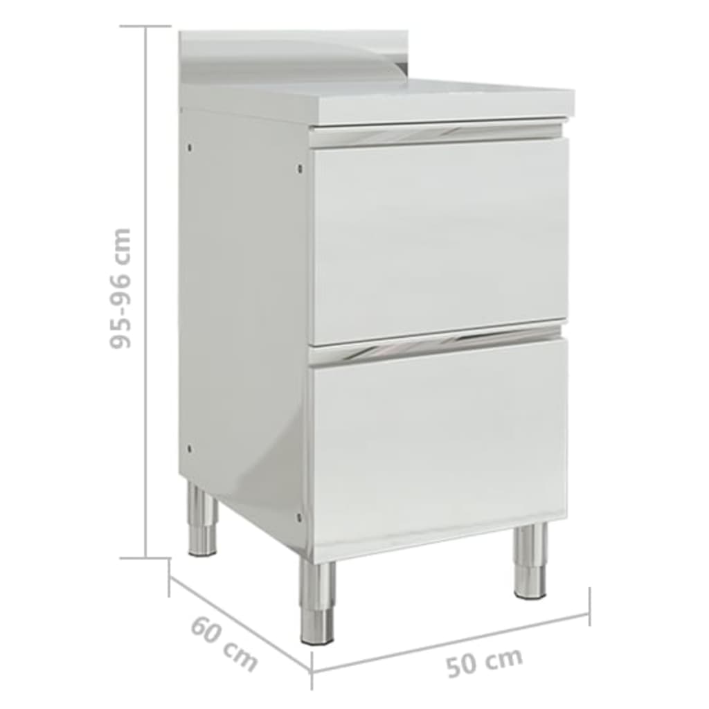 Commercial Kitchen Cabinets with 2 Drawers 2 pcs Stainless Steel