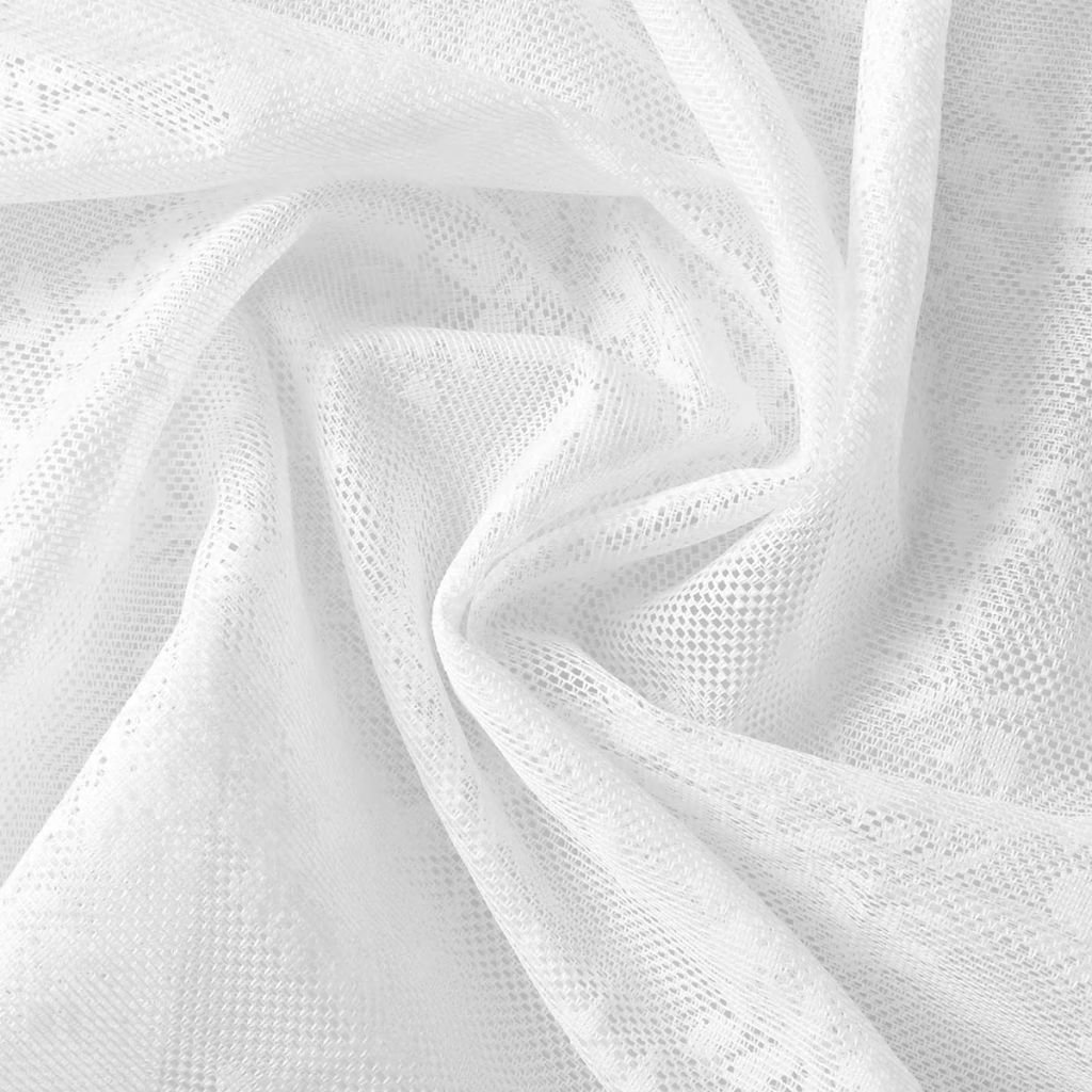 2 Netzvorhänge mit Blumen 140 x 175 cm Weiss