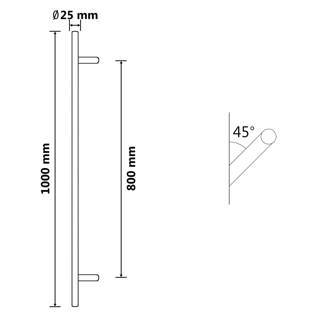 Door Handle and Door Bar Set PZ 1000 mm Stainless Steel