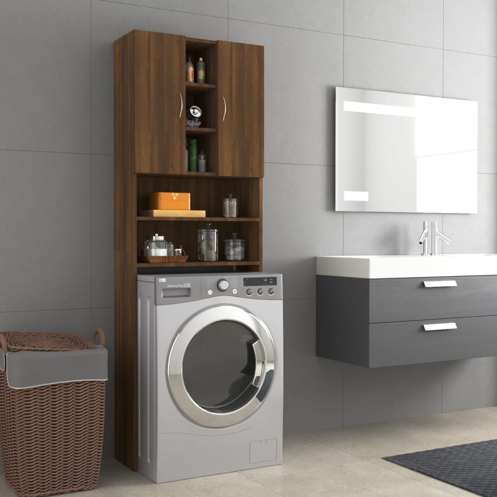 Washing Machine Cabinet Brown Oak 64x25.5x190 cm