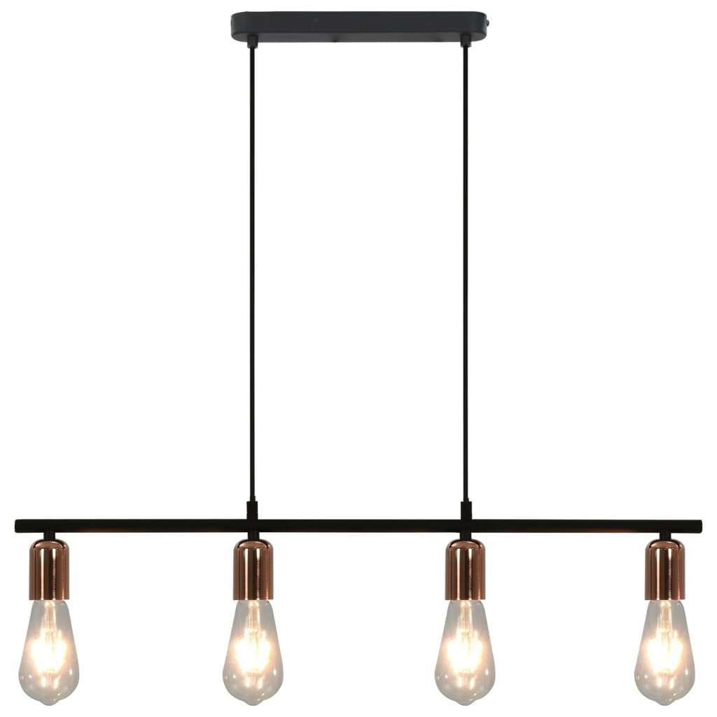 Ceiling Lamp with Filament Bulbs 2 W Black and Copper 80 cm E27